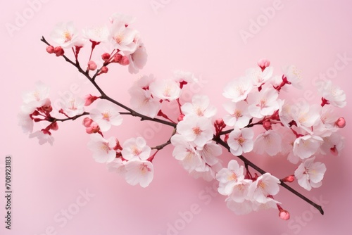 Cherry blossom branch on a pink background.