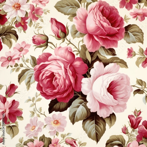 Floral pink rose design illustration.