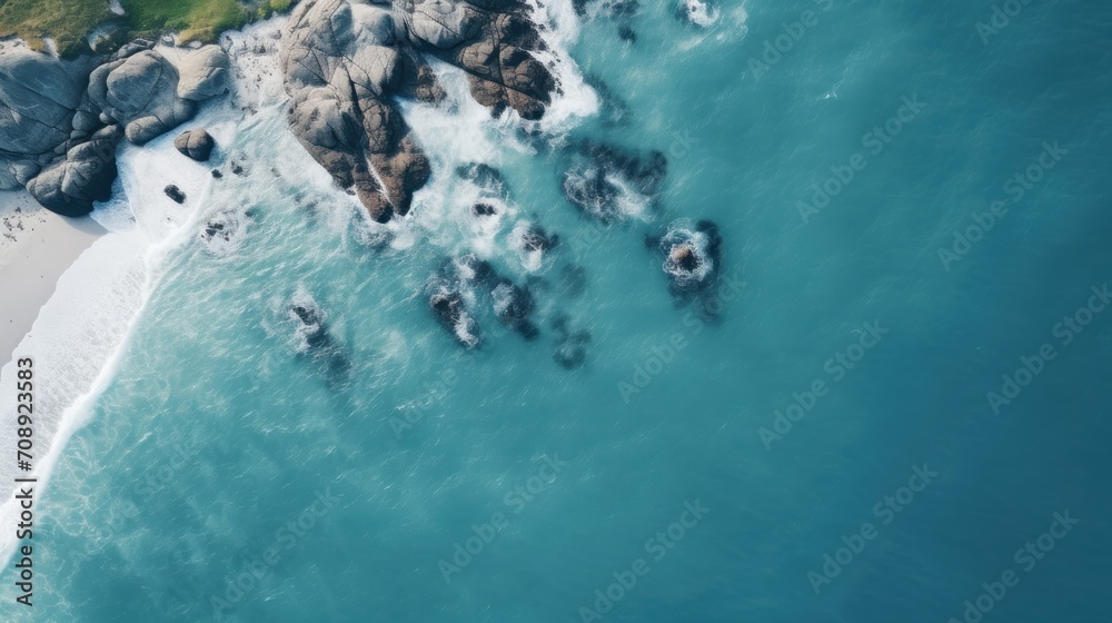 Aerial View of Rugged Coastline and Turquoise Waters on a Clear Day