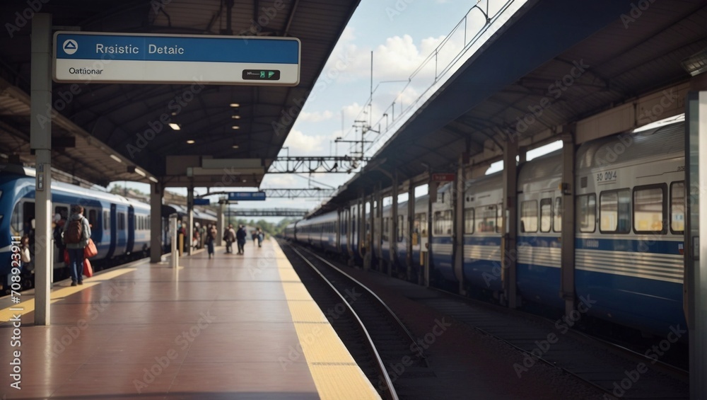 cool view of the train station in the morning made by AI generative