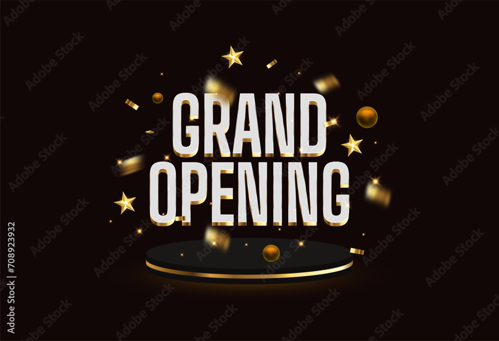 Black and golden premium Grand Opening ceremony vector template