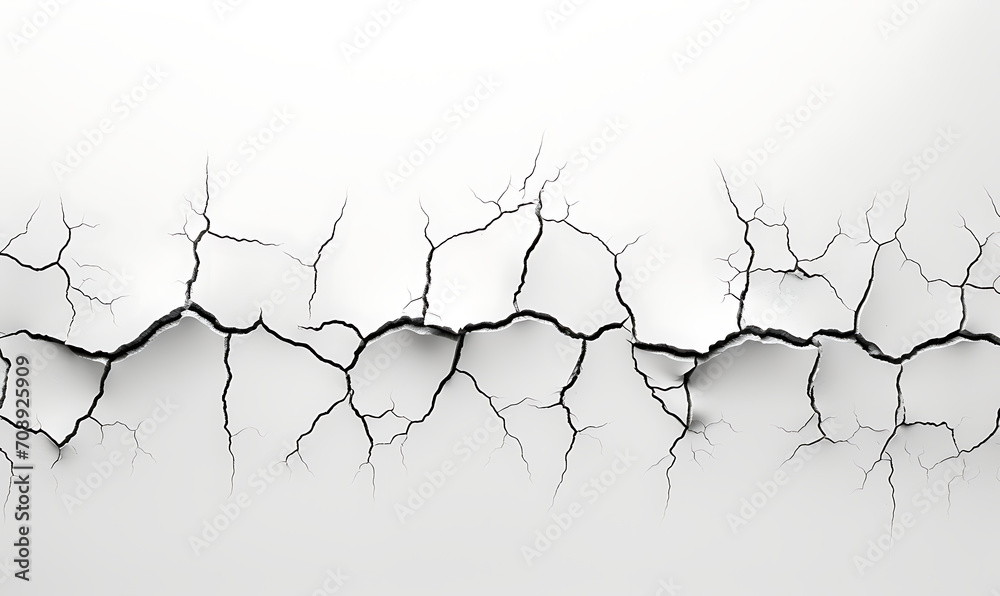 Minimalist crack texture on white wall AI Image generative