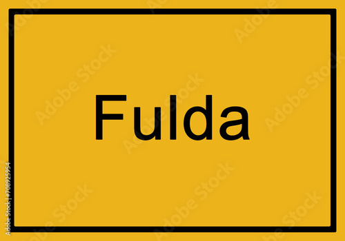 Typical german yellow city sign Fulda