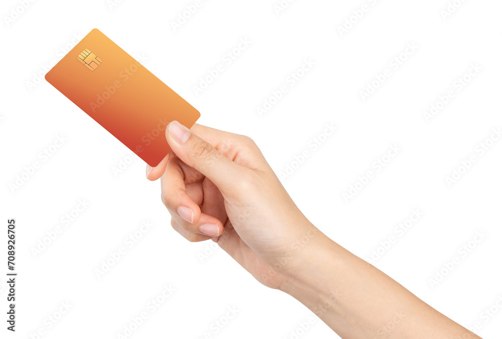 Hand holding credit card on isolated white background. Hand holding credit card on isolated white background.