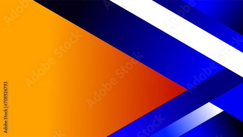 Empty orange copy space background with blue geometric side frame for presentations