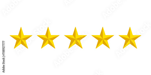 3d golden 5 stars icon isolated on white and transparent background. 3d yellow five stars vector illustration. 3d five stars icon. for rating