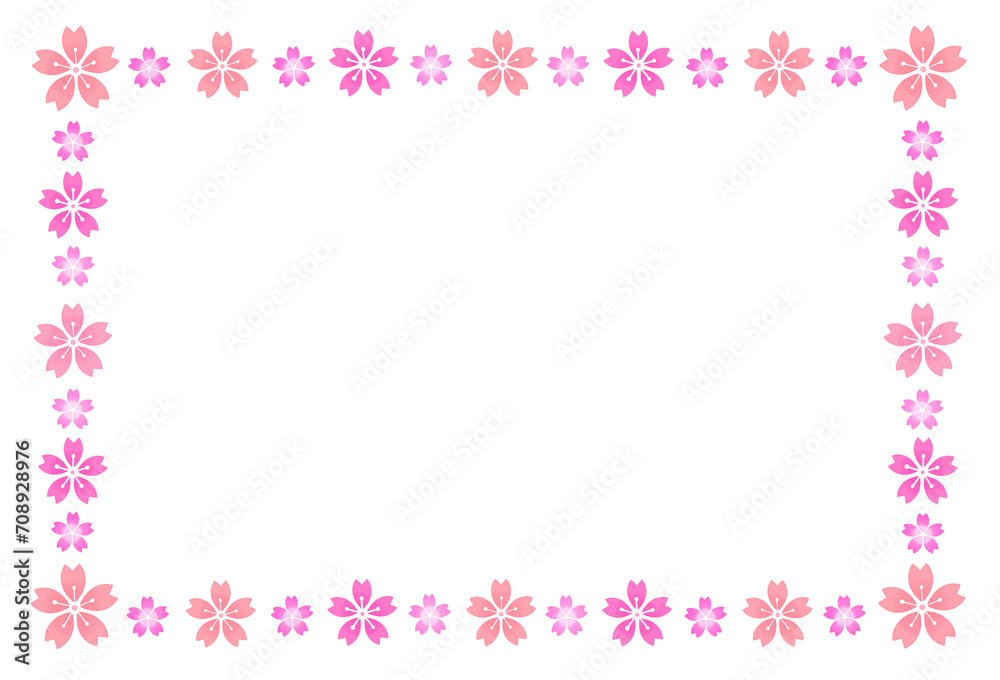 桜のフレーム　素材　和風　見出し　飾り枠　飾り罫　おしゃれ　シンプル　入学　卒業　ひなまつり　ひな祭り　年賀　正月　白バック　透過