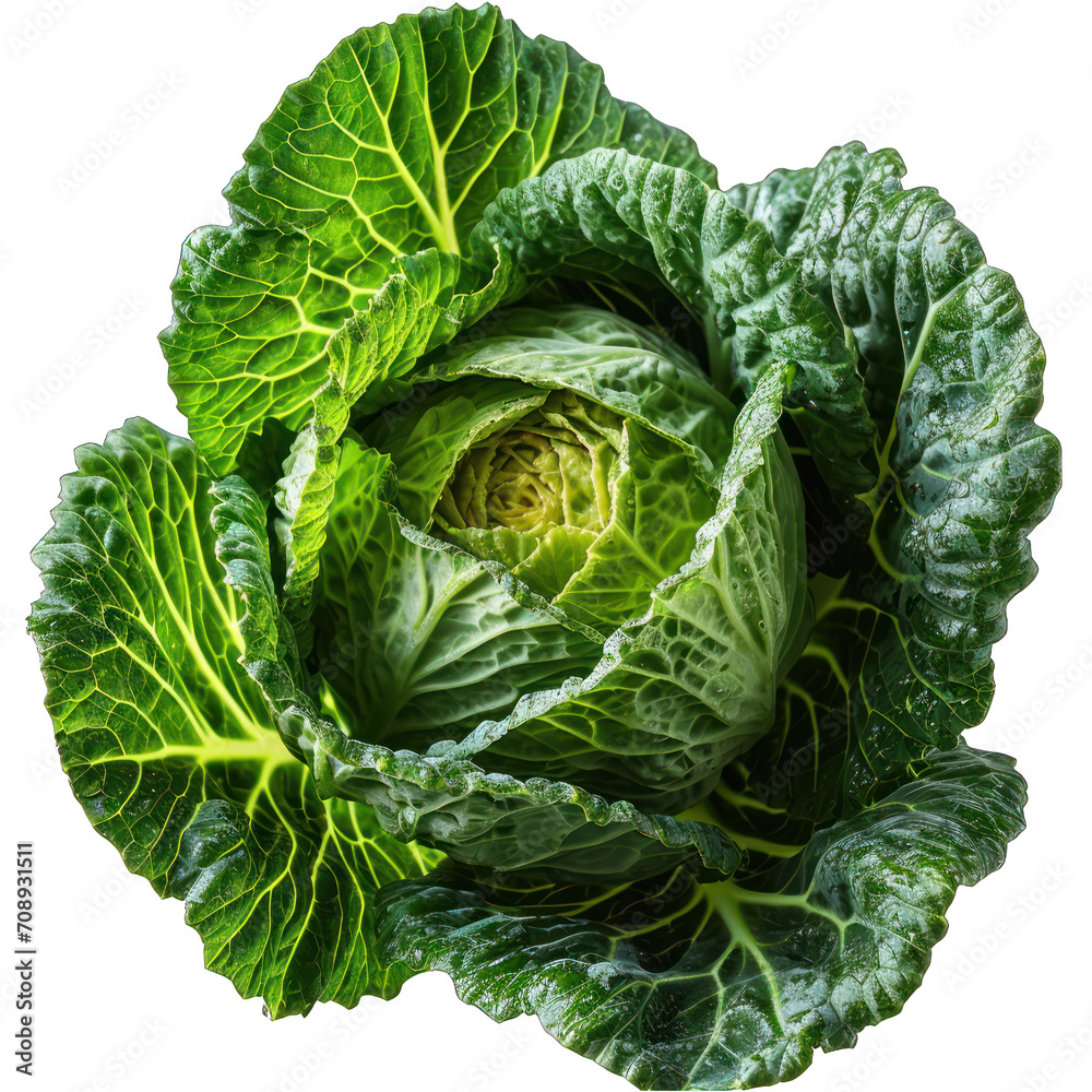 Obraz premium Cabbage Leaf Isolated on Transparent or White Background, PNG