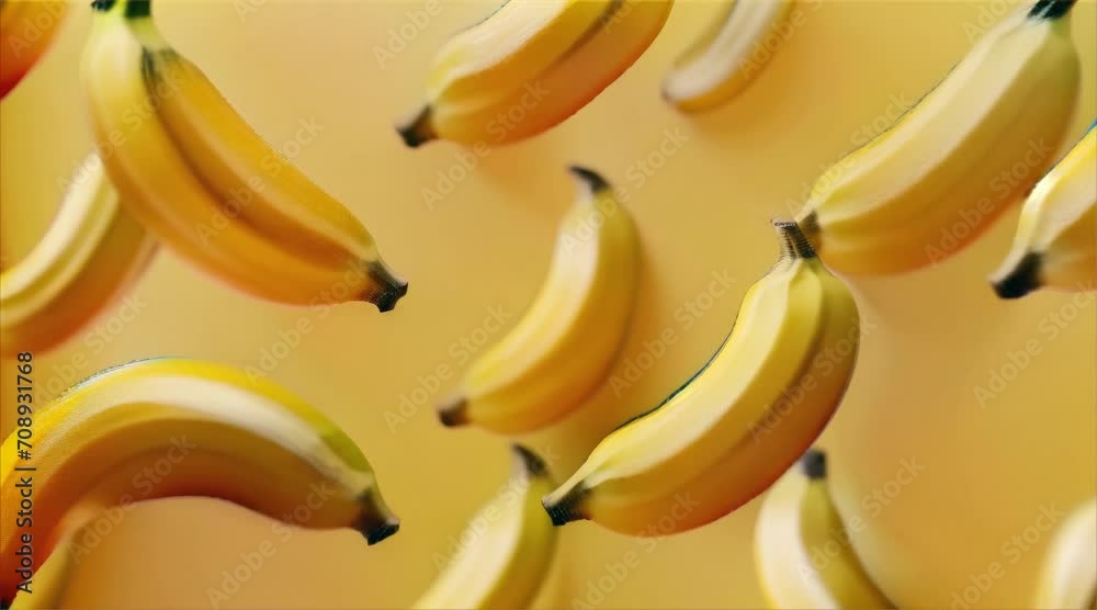 banana pattern on a yellow background, looping banana pattern on a yellow background, looping