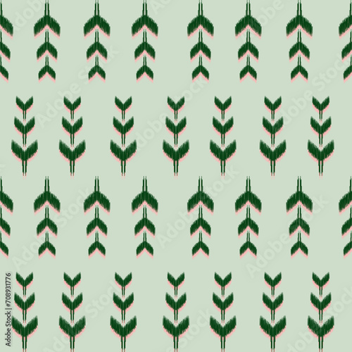 Floral seamless pattern. Geometric Aztec style.Trees and flowers arranged in 3D.