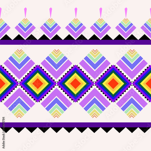Seamless pattern. Pride month geometric Aztec style. Mosaic on the tile. African Moroccan pattern. Ethnic carpet. Ethnic pattern. 
