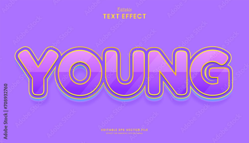 decorative cute purple editable text effect vector design