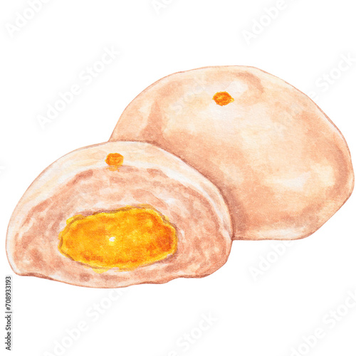 custard buns, watercolor asian food design