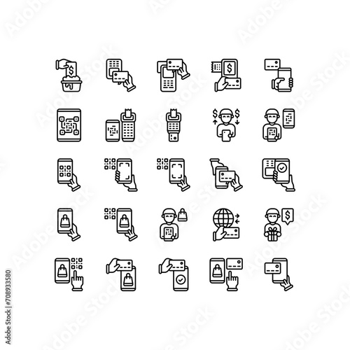 Set of payment with cashless icon and illustration - vector