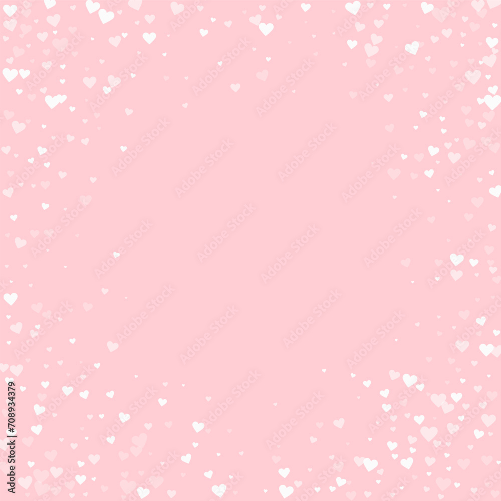 White hearts scattered on pink background. White hearts scattered on pink background.