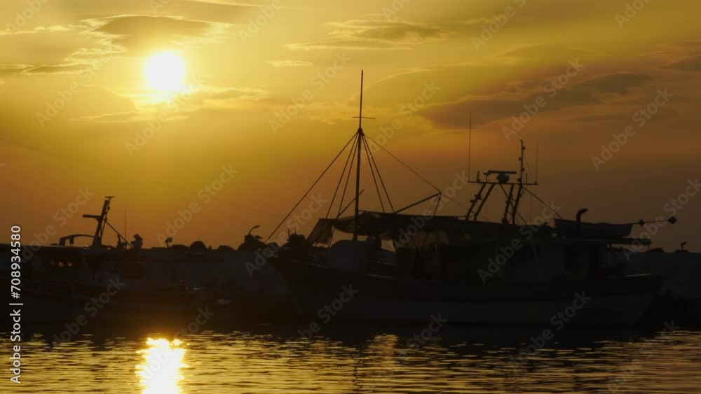 Sunset in the bay of the Aegean sea on the pier in Greece Sunset in the bay of the Aegean sea on the pier in Greece