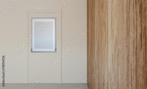 Scandinavian bathroom, classic  vintage interior design. 3D rendering.. Mockup.   Empty paintings © COK House