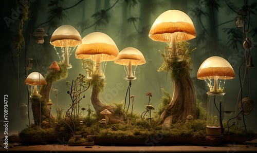 Humor surreal Lamp Forest. Generative Ai