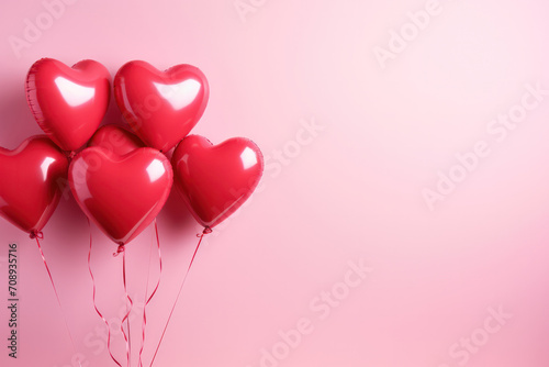 Balloons of Love, Heart Shaped Bunch Soars on a Clear Background - A Festive Display of Affection.