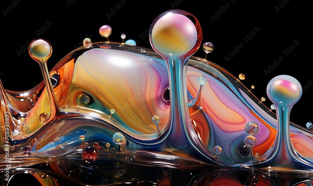 Layers of oil in the light reveal globs of sticky, glistening liquid slime dripping with intense iridescent opal pearls in the style of rainbow liquid . Generative Ai Layers of oil in the light reveal globs of sticky, glistening liquid slime dripping with intense iridescent opal pearls in the style of rainbow liquid . Generative Ai
