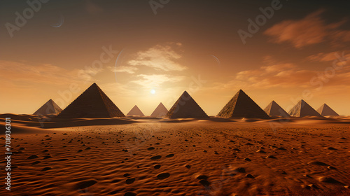 Egyptian Pyramids in the Desert Sands