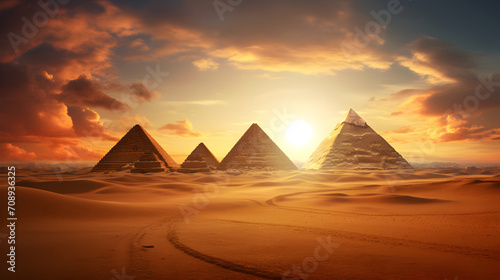 Egyptian Pyramids in the Desert © Trendy Graphics
