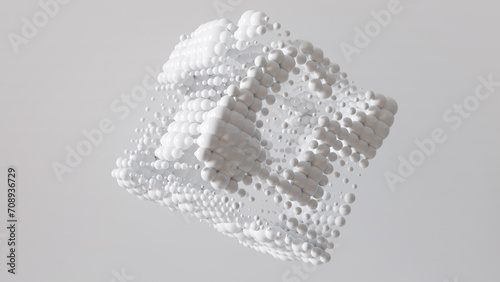 抽象的な白の3Dの背景。立方体、球、幾何学のイメージ。