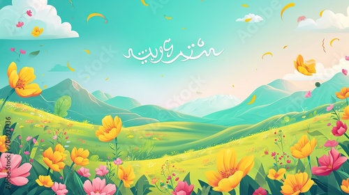 Celebration of Nowruz Holiday cartoon promotional illustrations,generated with AI. © 娜 赵