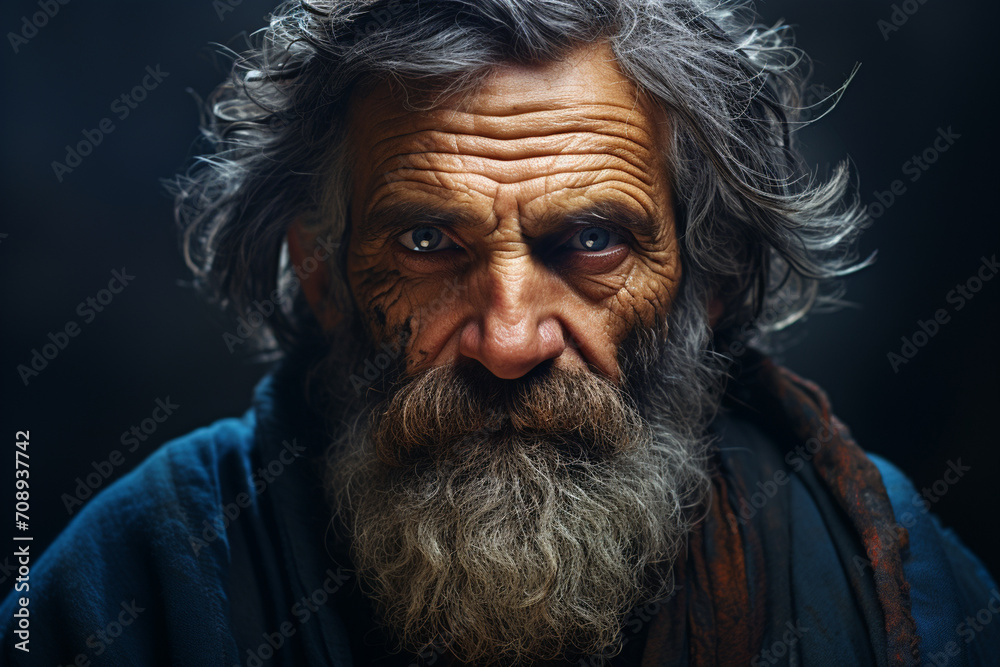 A digital portrait of a wise old man, his features defined by the passage of time, and his eyes reflecting the joy found in sharing stories. A digital portrait of a wise old man, his features defined by the passage of time, and his eyes reflecting the joy found in sharing stories.