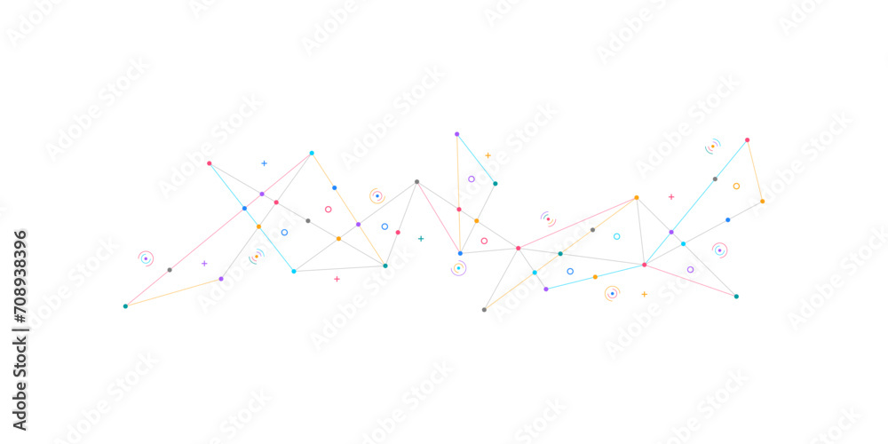 Vector illustration of minimalistic design with connecting the dots and lines. Abstract geometric background of science and technology concept