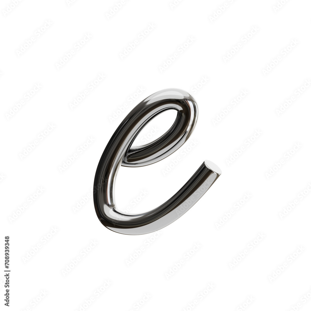 E  Letter 3D Shape Chrome Text. 3d illustration, 3d element, 3d rendering. 3d visualization isolated on a transparent background
