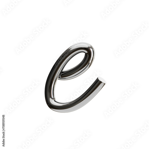 E Letter 3D Shape Chrome Text. 3d illustration, 3d element, 3d rendering. 3d visualization isolated on a transparent background