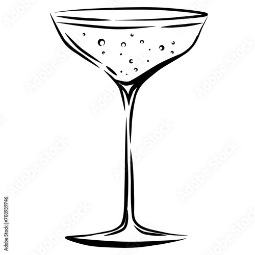 Empty and Full Coupe Champagne Glass Illustration Clipart for Crafted Invitations and Special Occasions