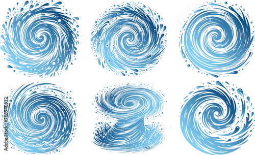 Illustration of a whirlpool with splashes simple vector drawing on a white background photo