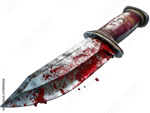 Bloody Knife Isolated on Transparent or White Background, PNG