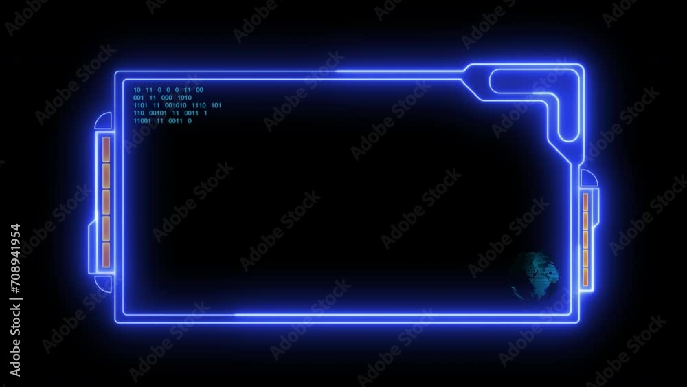 Digital HUD futuristic motion graphic element cyber generated background. Technology hologram frame border and viewfinder element. Graphics around the edges for use in movies, games and animation. Digital HUD futuristic motion graphic element cyber generated background. Technology hologram frame border and viewfinder element. Graphics around the edges for use in movies, games and animation.