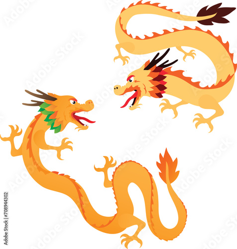 Illustration Design of Epic Dragon Year Celebrations Across the Lunar Skies 