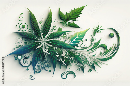 Abstract marijuana leaves illustration on white background 