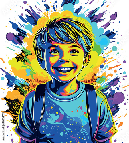 happy child schoolboy boy student Back to school concept