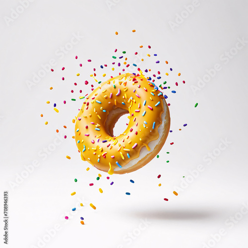 donuts falling down over a solid color background