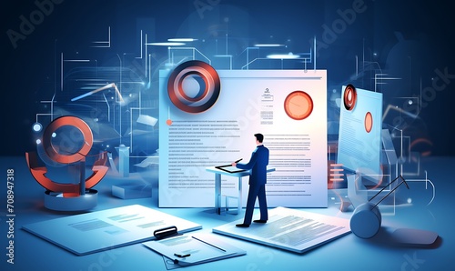 Quality Certificate and Checklist document inspecting target marketing planning assignment with quality management. futuristic business. Generative Ai
 photo