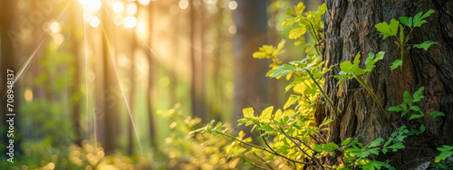 Nature background, Blurred bokeh: Close-Up with Copy Space