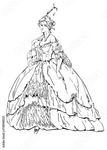 lady in 18th century dress vector