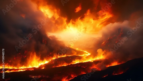 Very hot turning lava with skies in fire