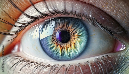Close up sight of colorful woman eye