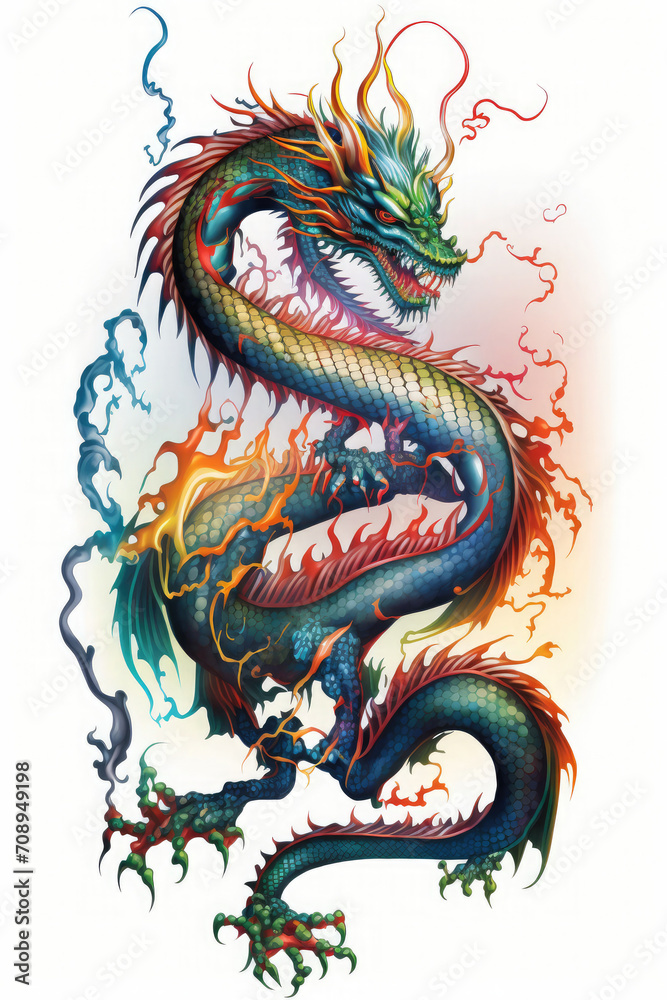 Obraz premium Chinese new year dragon illustration on white
