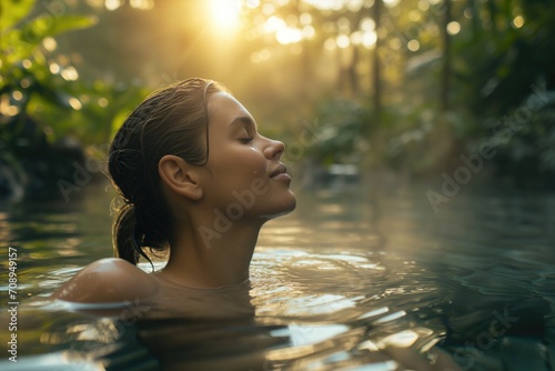 Embracing The Revitalizing Power Of Natural Thermal Waters: Woman's Journey