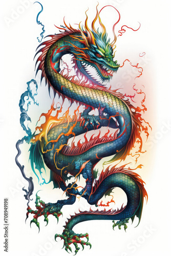 Chinese new year dragon illustration on white 