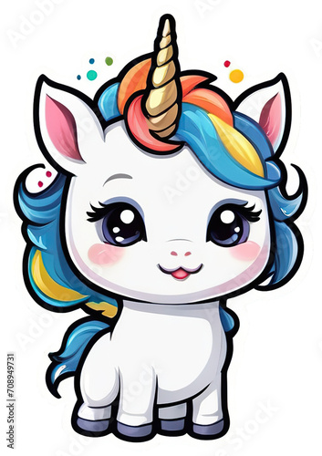 Illustration of Cute Baby Unicorn Sticker