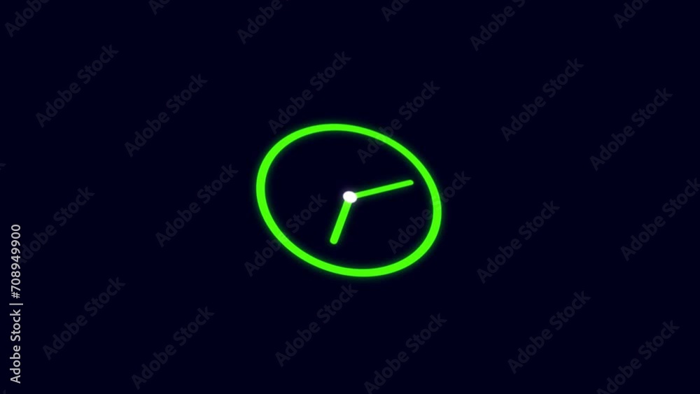 Analog clock spinning animation, clock icon with moving arrows in 12 hour loop. Stopwatch animation. Analog clock spinning animation, clock icon with moving arrows in 12 hour loop. Stopwatch animation.